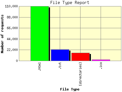 File Type Report: Number of requests by File Type.